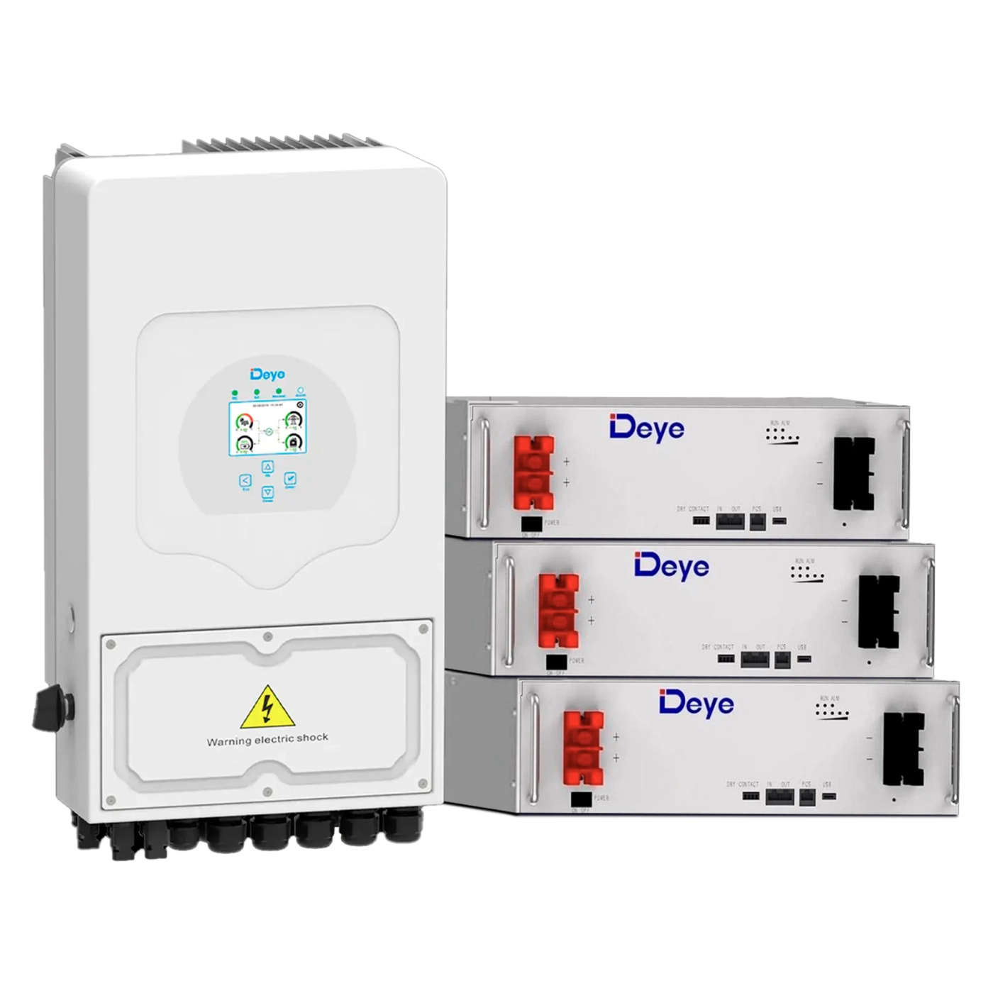 Система зберігання енергії DEYE SUN-6K-SG03LP1-EU-3DE15.36K-LFP 6000W 15.36kWh 3BAT LiFePO4 6000 циклів - Фото 1