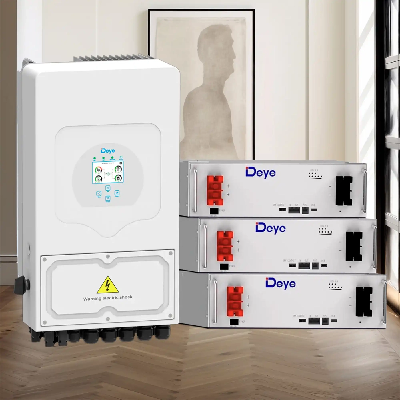 Система зберігання енергії DEYE SUN-6K-SG03LP1-EU-3DE15.36K-LFP 6000W 15.36kWh 3BAT LiFePO4 6000 циклів - Фото 2