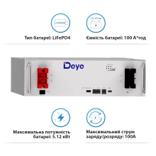 Система зберігання енергії DEYE SUN-6K-SG03LP1-EU-3DE15.36K-LFP 6000W 15.36kWh 3BAT LiFePO4 6000 циклів - Фото 6