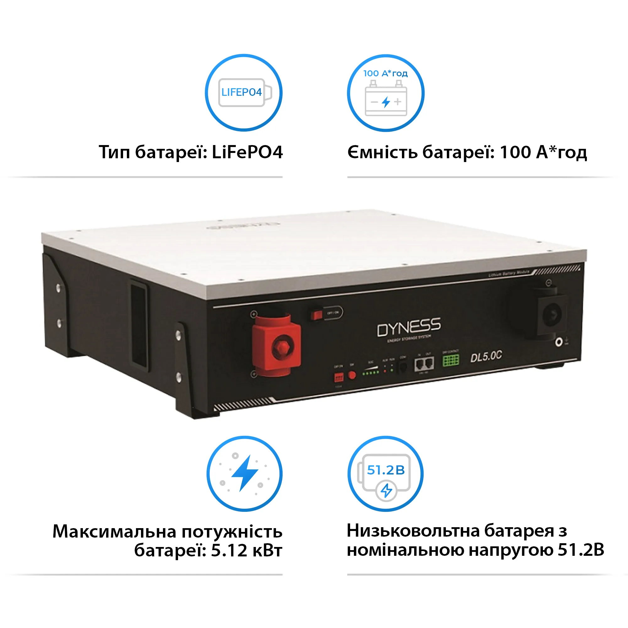 Система зберігання енергії DEYE SUN-10K-SG04LP3-EU-2DY10.24K-LFP-W 10000W 10.24kh 2BAT LiFePO4 6000 циклів - Фото 4