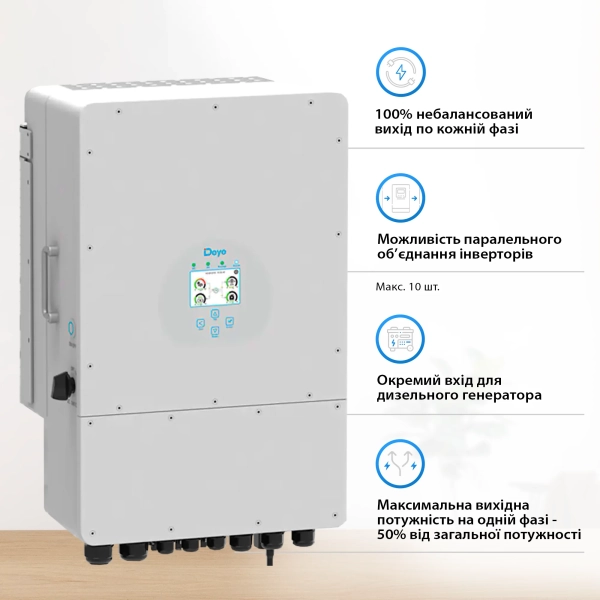 Система зберігання енергії DEYE SUN-12K-SG04LP3-EU-4DY20.48K-LFP-W 12000W 20.48kWh 4BAT LiFePO4 6000 циклів - Фото 2