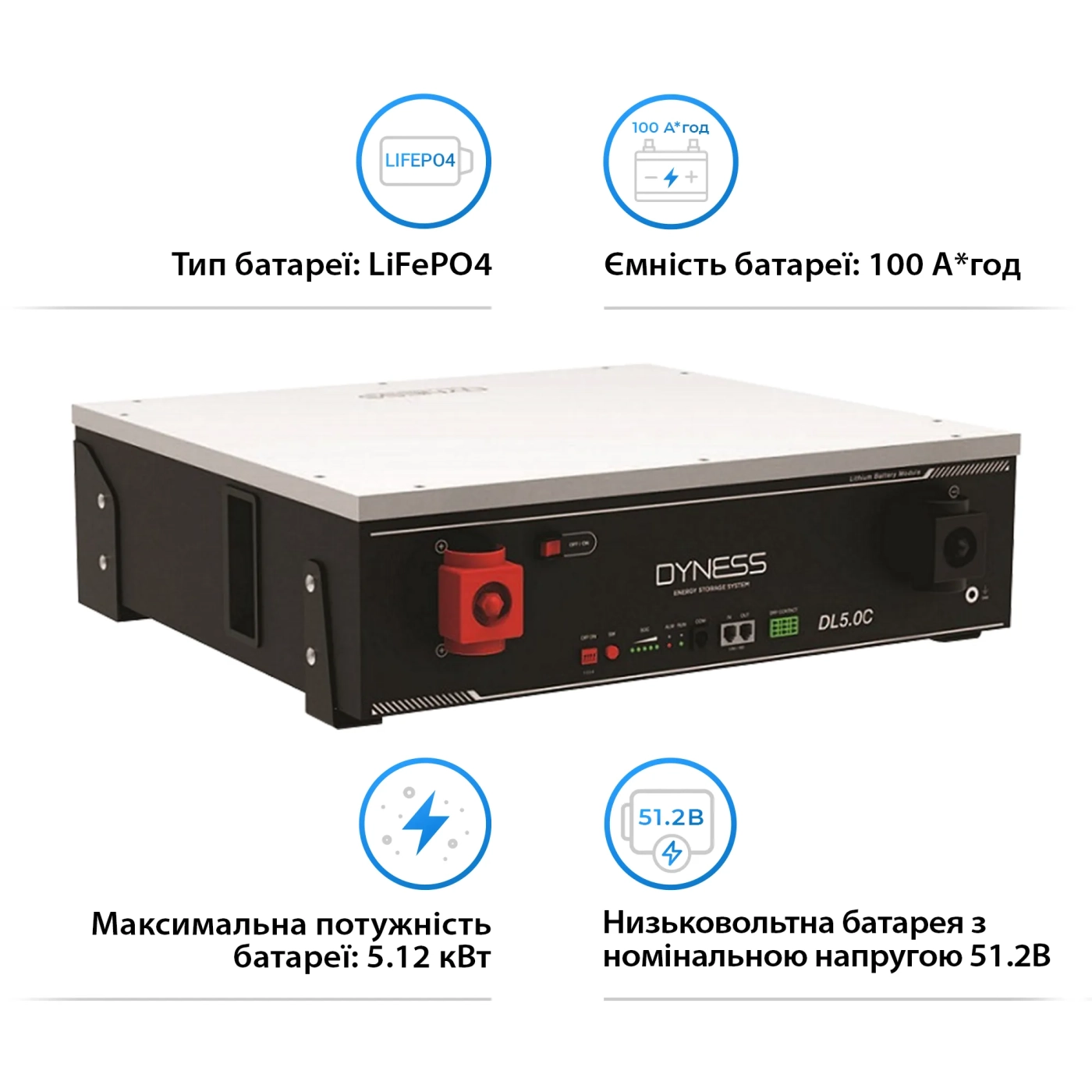 Система зберігання енергії DEYE SUN-12K-SG04LP3-EU-4DY20.48K-LFP-W 12000W 20.48kWh 4BAT LiFePO4 6000 циклів - Фото 7