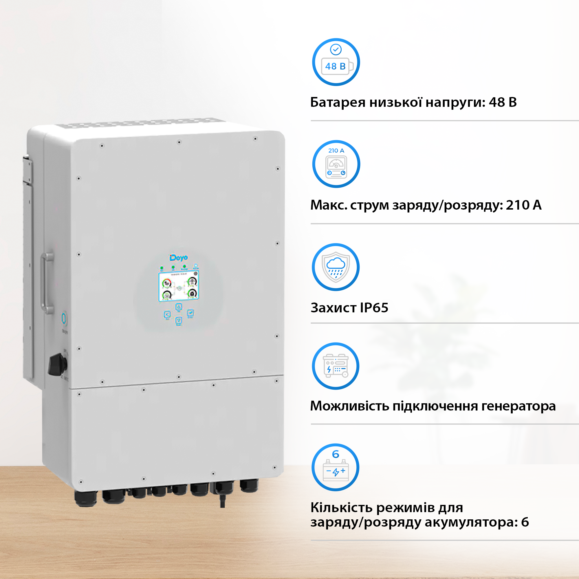 Система зберігання енергії DEYE SUN-10K-SG04LP3-EU-2DY9.6K-LFP-W 10kW 9.6kWh 2BAT LiFePO4 6000 циклів - Фото 3