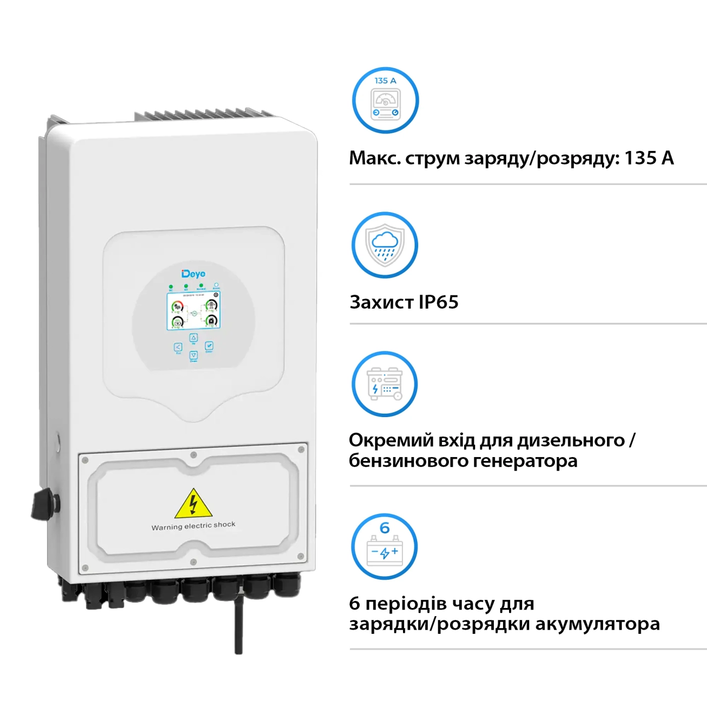 Система зберігання енергії DEYE SUN-6K-SG03LP1-EU-1GS4.8K-LFP 6kW 4.8kWh 1BAT LiFePO4 6500 циклів - Фото 4