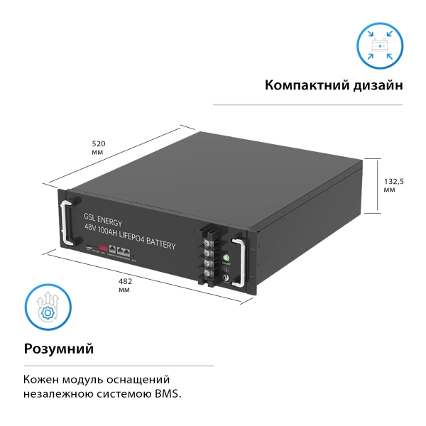 Система зберігання енергії DEYE SUN-6K-SG03LP1-EU-2GS9.6K-LFP 6kW 9.6kWh 2BAT LiFePO4 6500 циклів - Фото 7