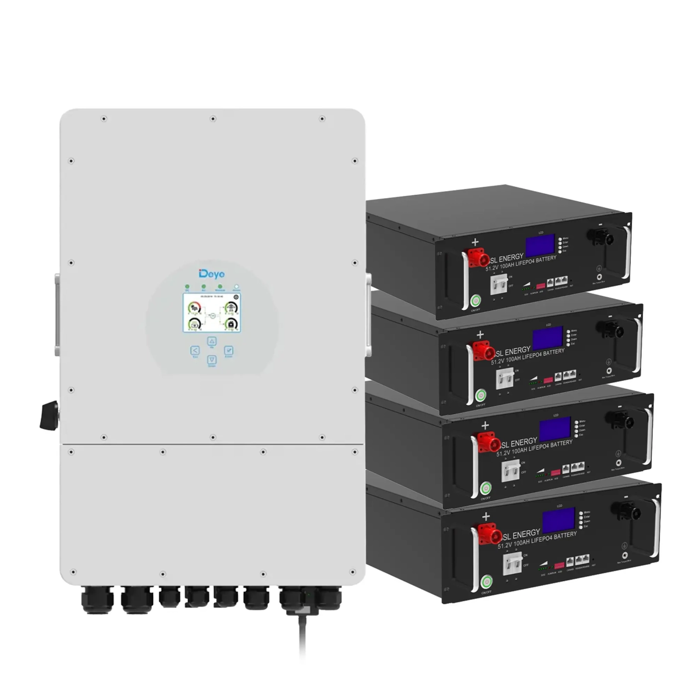 Система зберігання енергії DEYE SUN-12K-SG02LP1-EU-AM3-4GS20.48K-LFP 12kW 20.48kWh 4BAT LiFePO4 6500 циклів - Фото 1