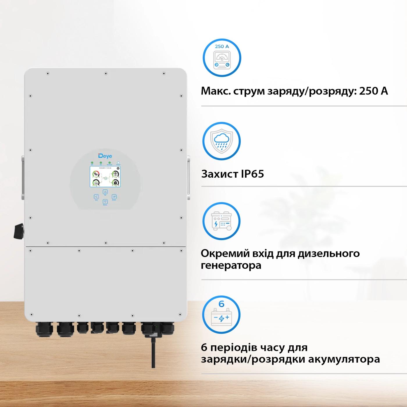 Система зберігання енергії DEYE SUN-12K-SG02LP1-EU-AM3-4GS20.48K-LFP 12kW 20.48kWh 4BAT LiFePO4 6500 циклів - Фото 3