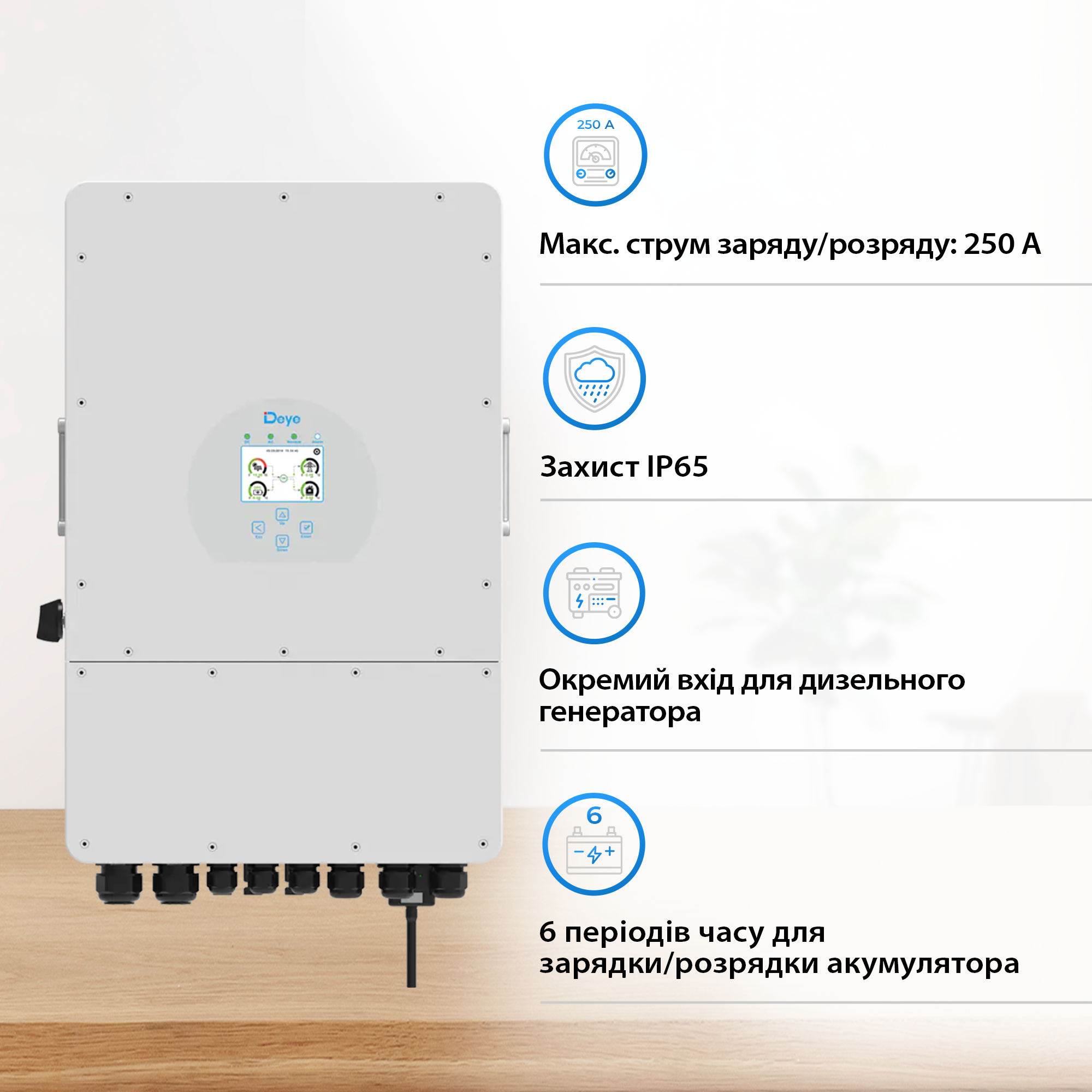 Система зберігання енергії DEYE SUN-12K-SG02LP1-EU-AM3-4GS20.48K-LFP 12kW 20.48kWh 4BAT LiFePO4 6500 циклів - Фото 3