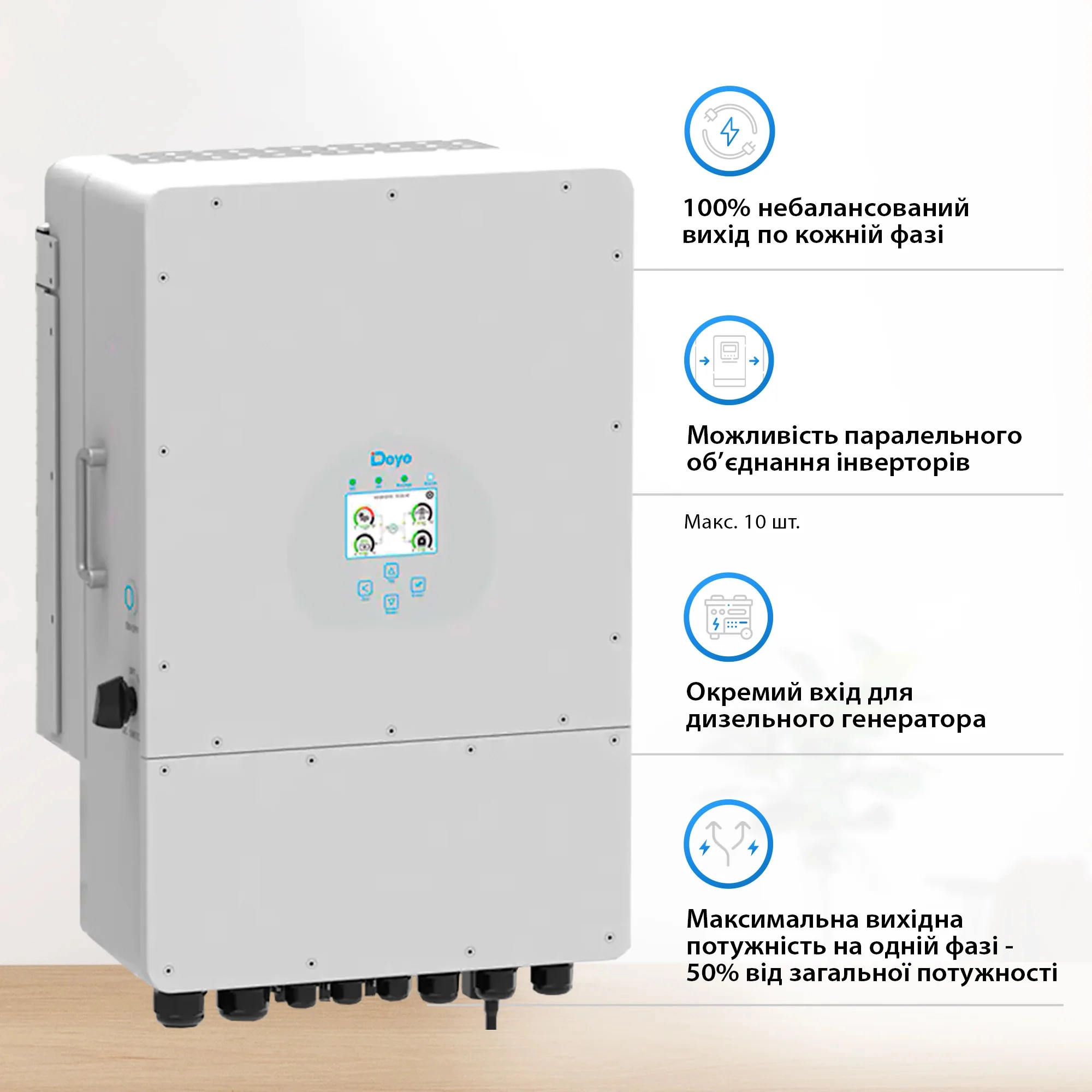 Система зберігання енергії DEYE SUN-12K-SG04LP3-EU-3GS14.4K-LFP 12kW 14.4kWh 3BAT LiFePO4 6500 циклів - Фото 1
