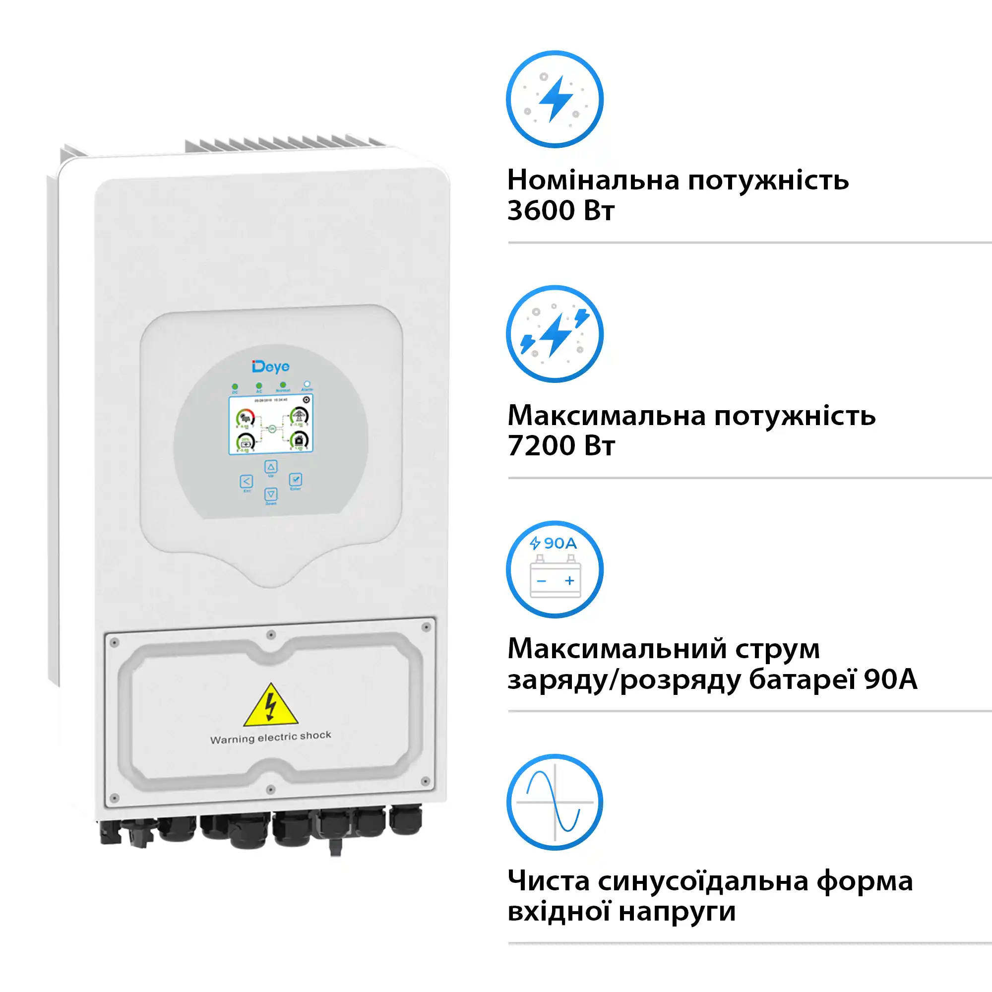 Гібридний інвертор Deye SUN-3.6K-SG03LP1-EU 3.6kW 48V 2 MPPT - Фото 2