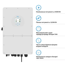 Гібридний інвертор Deye SUN-25K-SG01HP3-EU 25KW  HV-battery 2 MPPT Wi-Fi 220/380V Трифазний - Фото 2