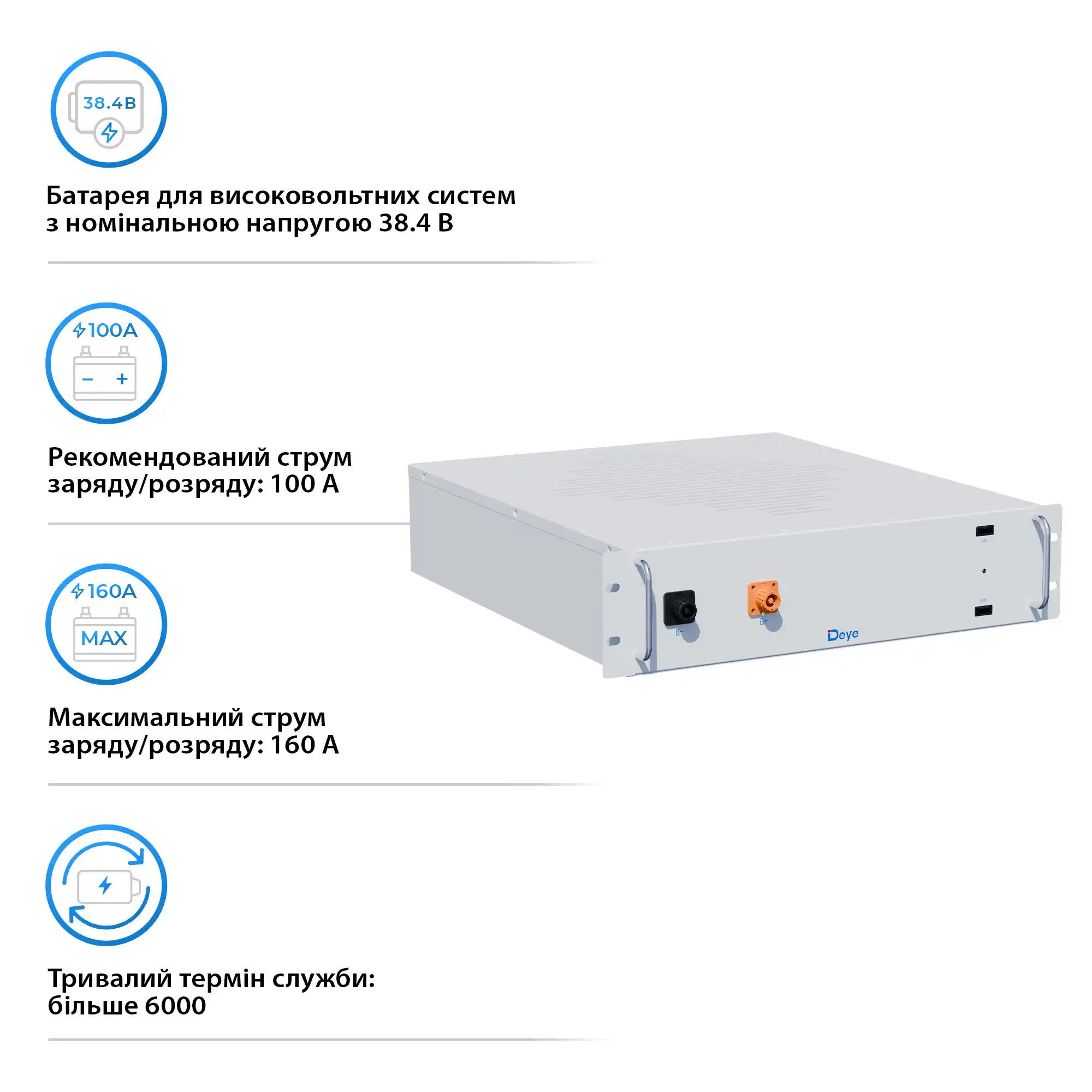 Аккумуляторная батарея Deye BOS-A LiFePO4 HV 38.4V 200Ah 7.68kWh no BMS (BOS-A) - Фото 3