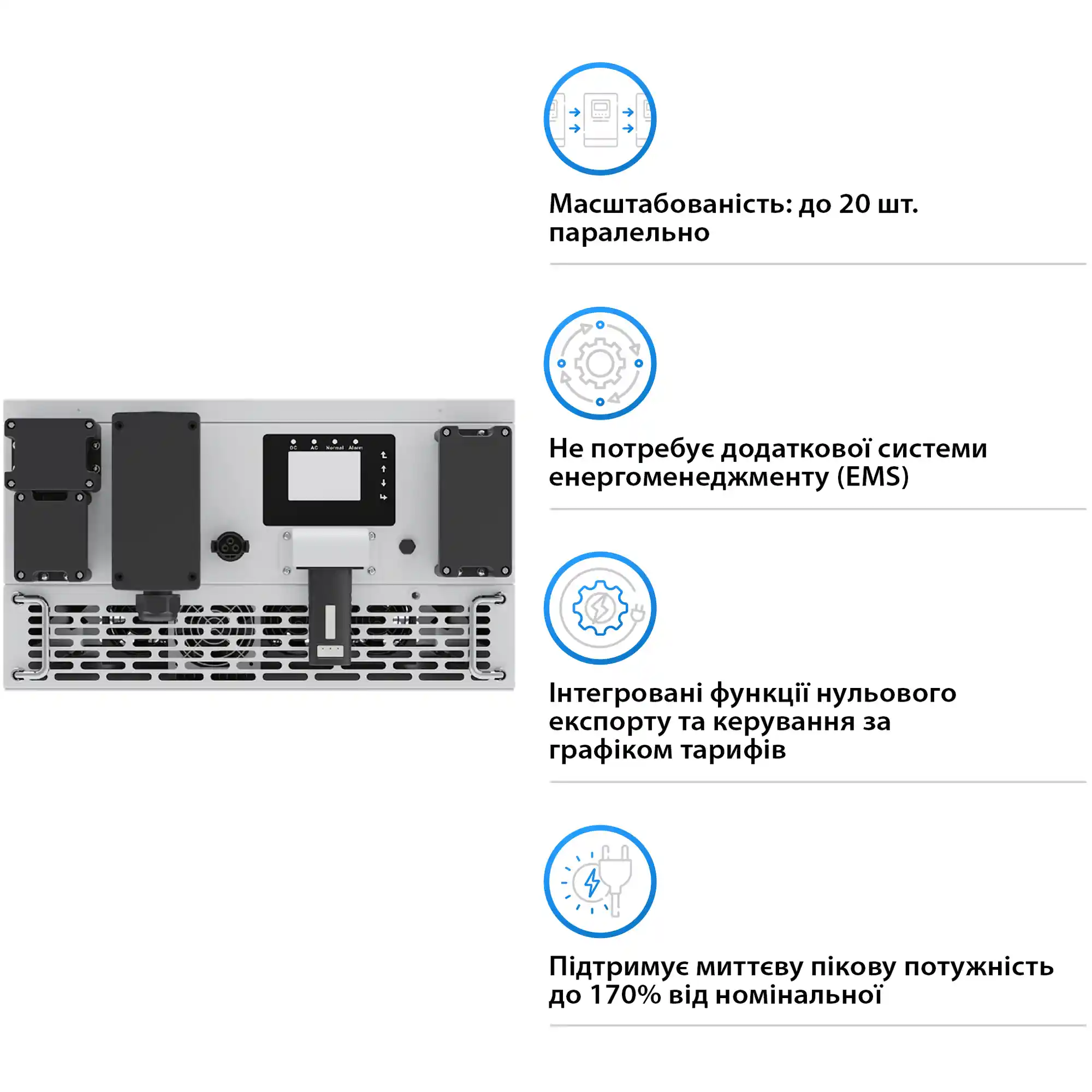 Інвертор Deye BOS-B 100KW HV-battery 220/380V Трифазний (SUN-100K-PCSL01HP3) - Фото 3