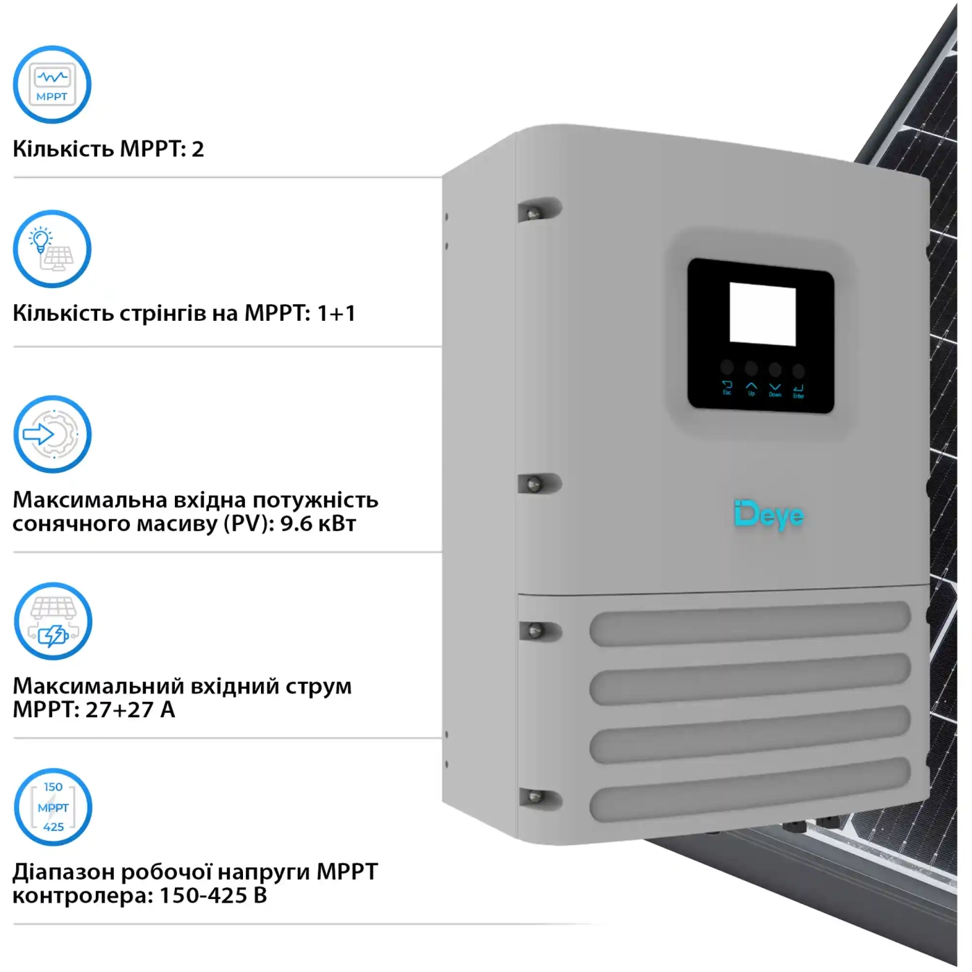 Автономний інвертор DEYE SUN-6K-OG01LP1-EU-AM2 6KW LV 2 MPPT Wi-Fi Однофазний (SUN-6K-OG01LP1-EU-AM2) - Фото 5