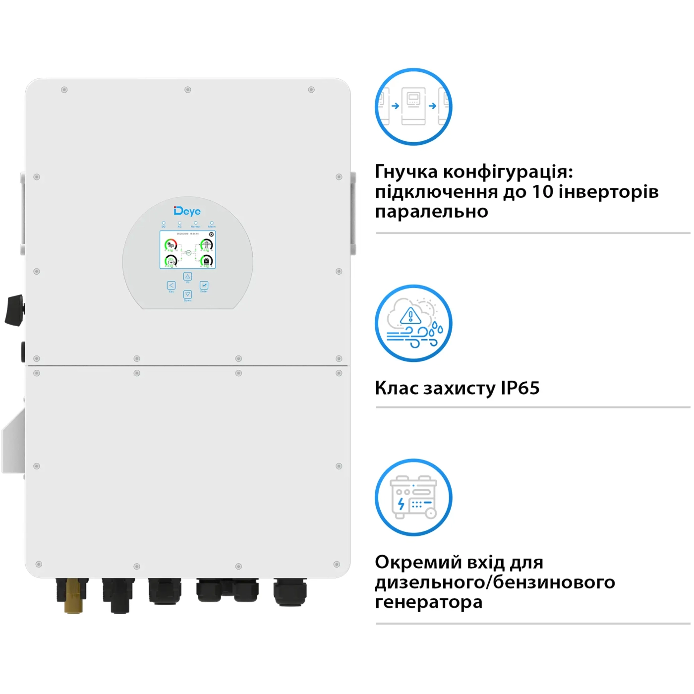 Гібридний інвертор DEYE SUN-25K-SG02HP3-EU 25KW HV-battery 3 MPPT Wi-Fi 220/380V Трифазний - Фото 4