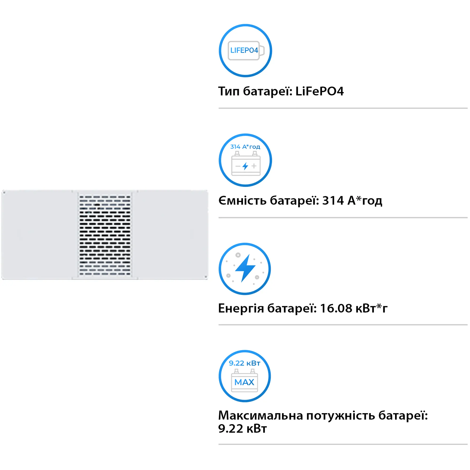 Акумуляторна батарея DEYE BOS-B Pro-A3 LiFePO4 HV 51.2V 314Ah 16.08kWh без BMS (BOS-B-Pack16-A3) - Фото 3