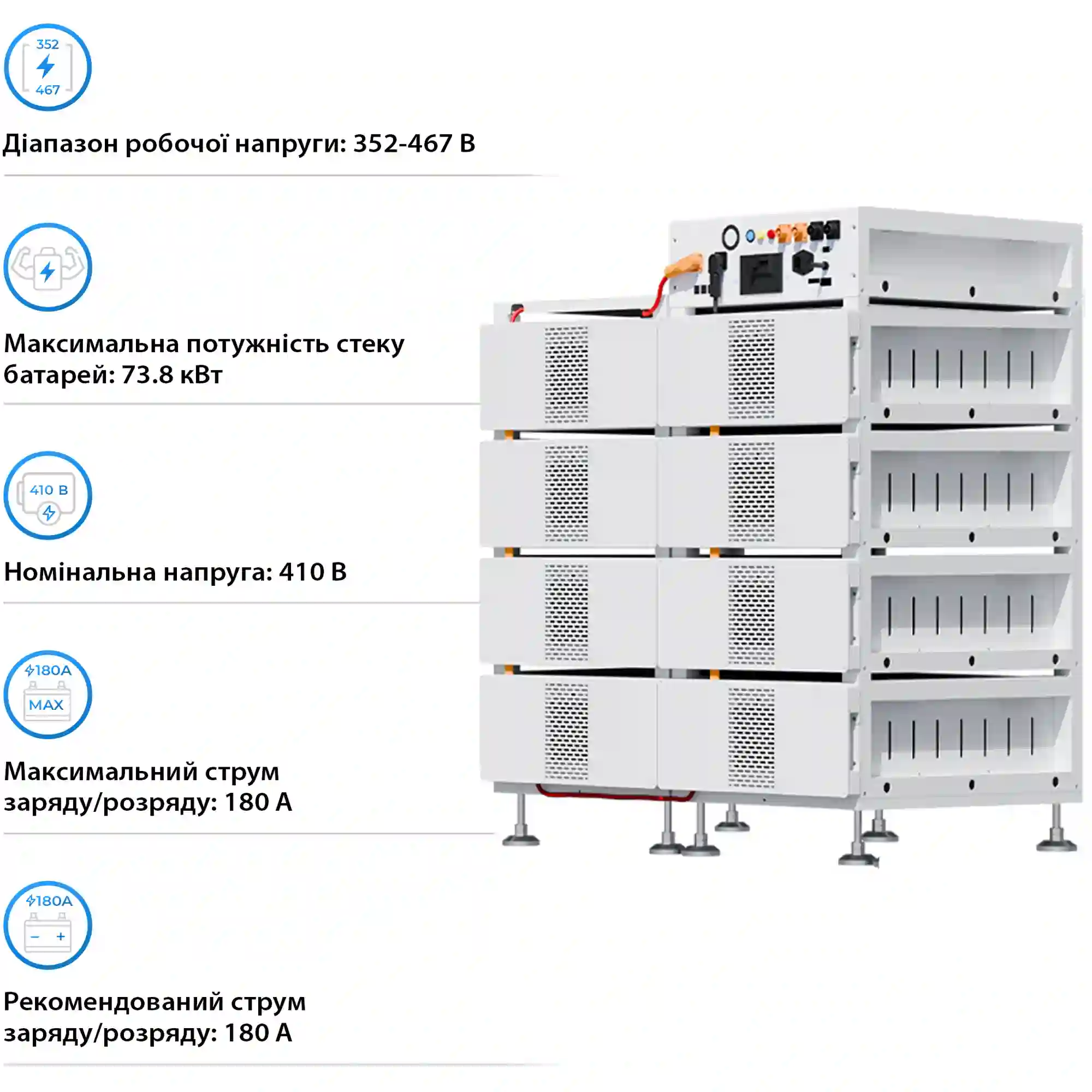 Блок батарей DEYE BOS-B Pro-A3 8шт LiFePO4 HV 410V 314Ah 128kWh з BMS (BOS-B-PRO-128kWh) - Фото 4