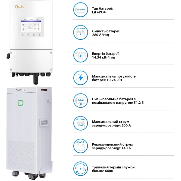 Купити Система зберігання енергії Solis SV-1SL8K1-SV14.3K1-1 8kW 14.3kWh 1BAT LiFePO4 6000 циклів (SV-1SL8K1-SV14.3K1-1) - фото 3
