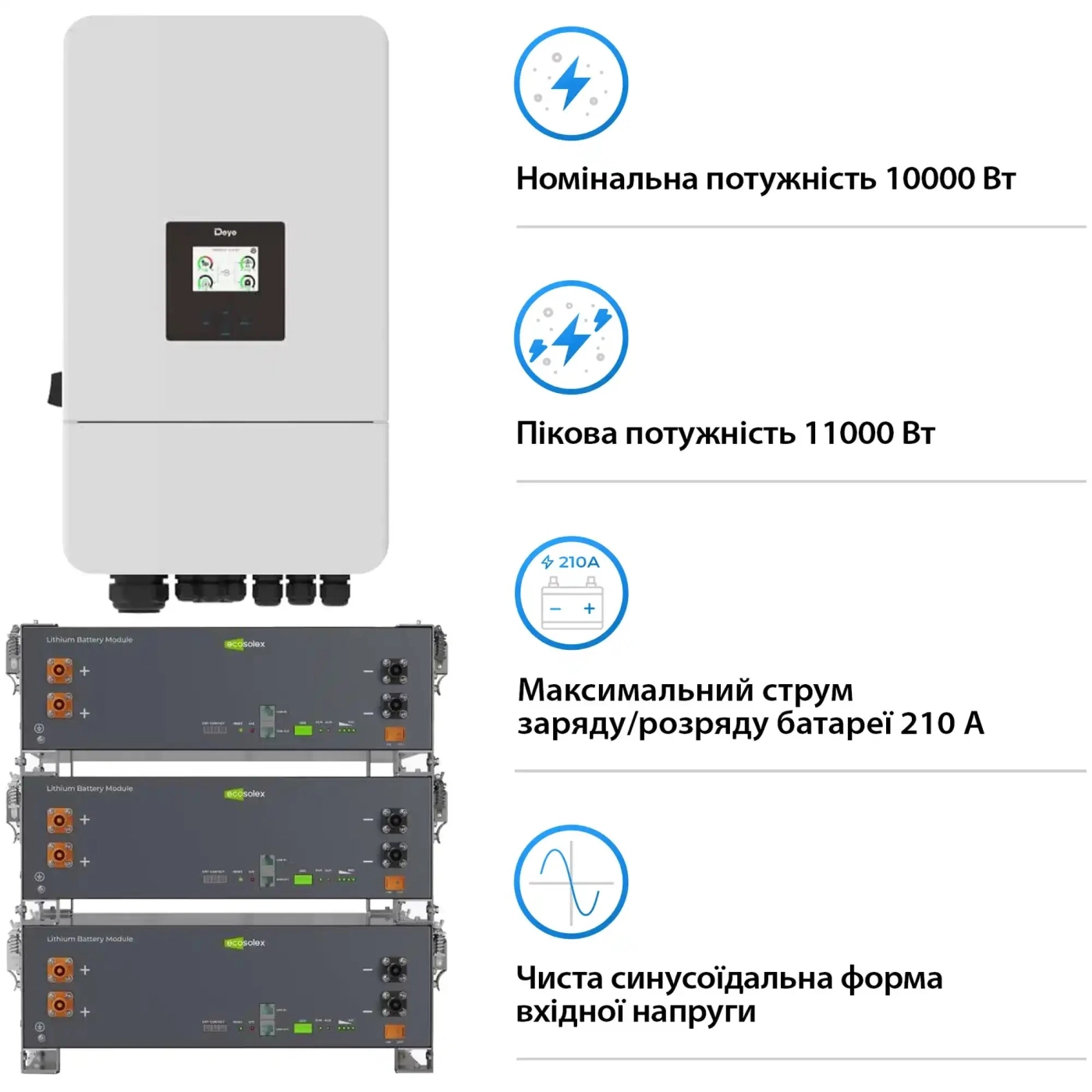Купить Система хранения энергии DEYE SV-3DE10K1-LEC15K1-1 10kW 15.4kWh 3BAT LiFePO4 ≥6000 циклов (SV-3DE10K1-LEC15K1-1) - фото 3
