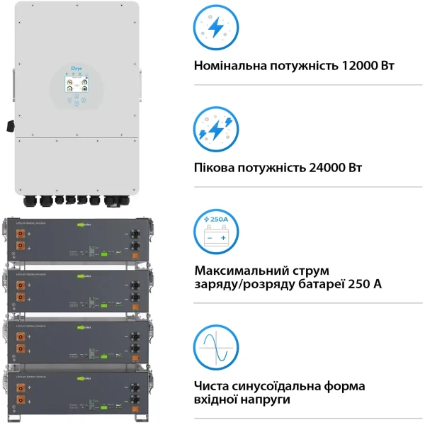 Купить Система хранения энергии DEYE SV-1DE12K1-LEC20K1-1 12kW 20.5kWh 4BAT LiFePO4 ≥6000 циклов (SV-1DE12K1-LEC20K1-1) - фото 3