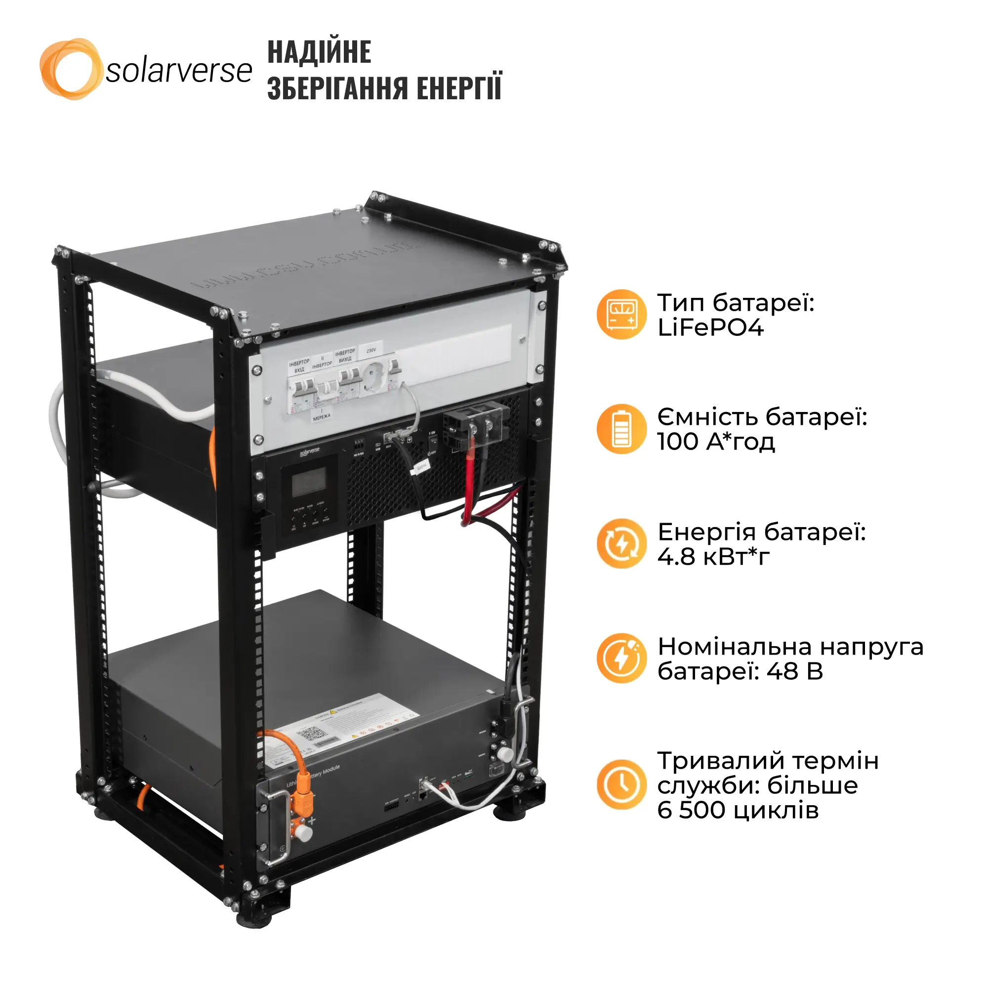 Купити Система зберігання енергії Solarverse SVR20-1SV5K1-LES5.1K1-1 5kW 5.1kWh 1BAT LiFePO4 6000 циклів (SVR20-1SV5K1-LES5.1K1-1) - фото 5