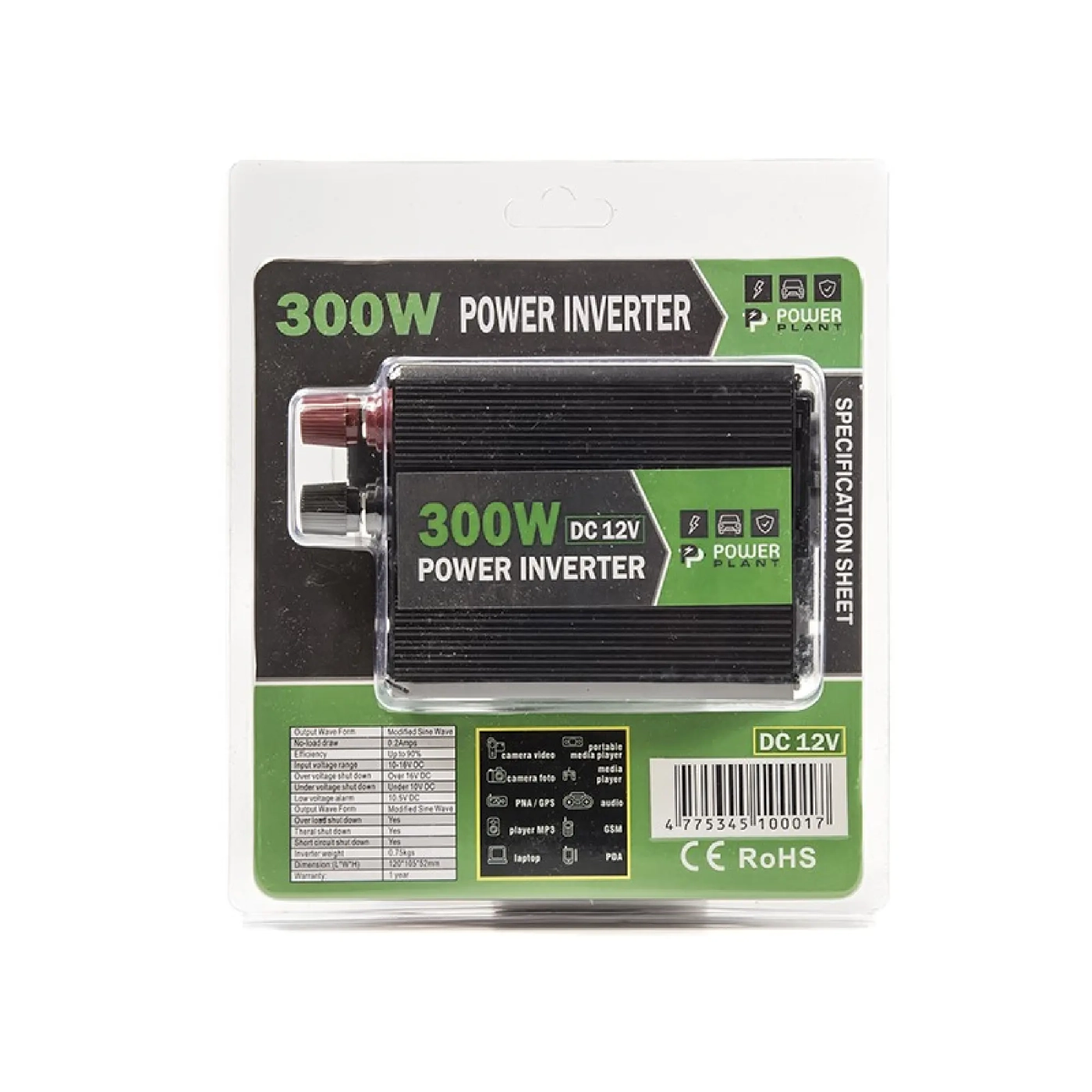 Автомобільний інвертор PowerPlant HYM300-122, 12V - Фото 7