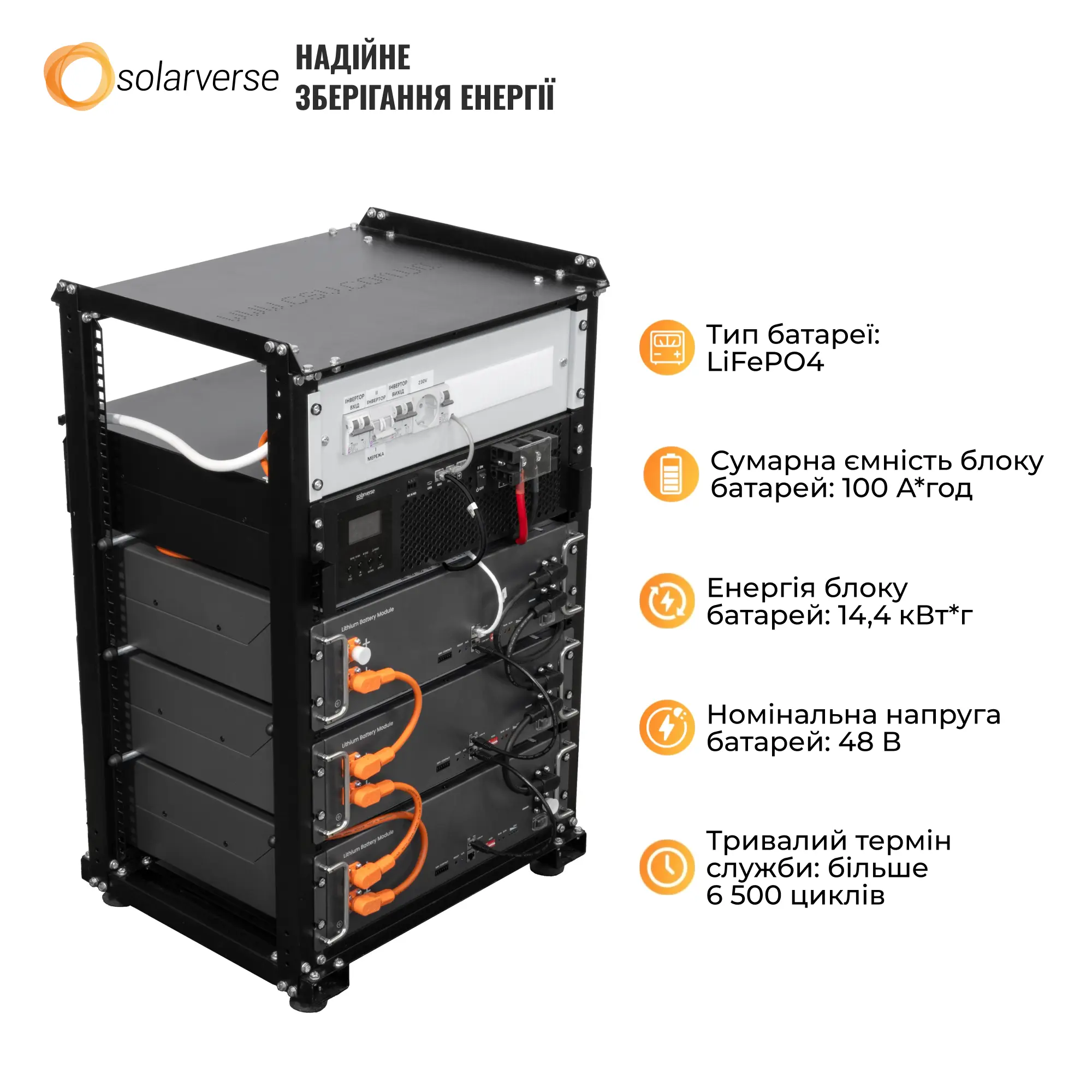 Купити Система зберігання енергії Solarverse SVR20-1SV5K1-LES15.3K1-1 5kW 15.4kWh 3BAT LiFePO4 6000 циклів (SVR20-1SV5K1-LES15.3K1-1) - фото 5