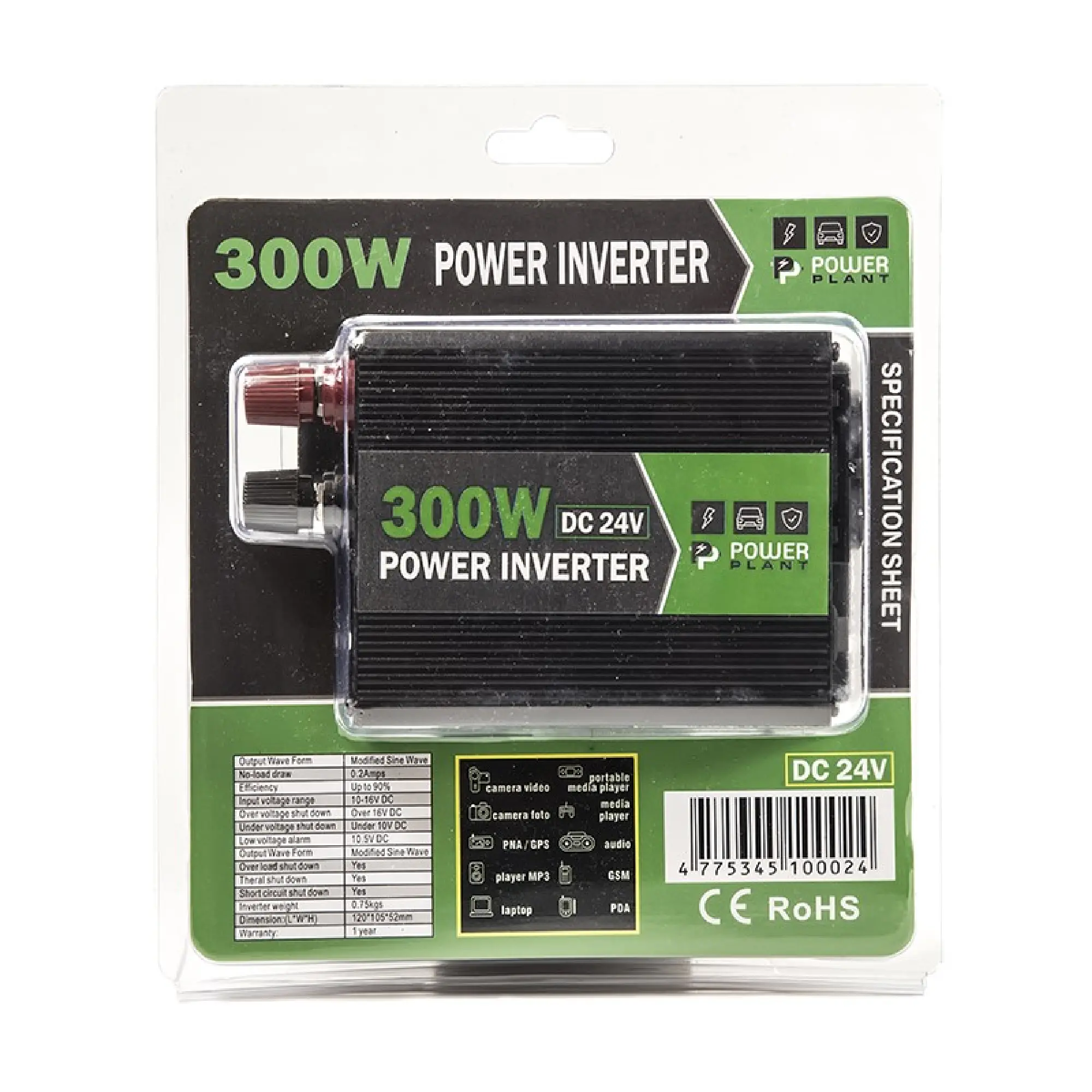 Автомобільний інвертор PowerPlant HYM300-242, 24V - Фото 8