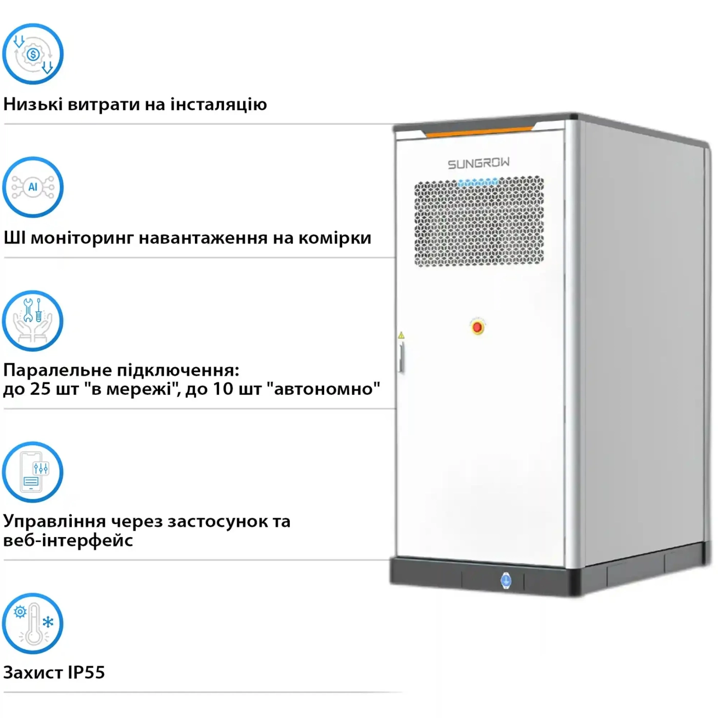 Купить Система хранения энергии Sungrow PowerStack ESS 125KW 255KWh 820v 314AH LiFePO4 IP55, Fire Extinguisher, Liquid Cooled (ST255CS-2H) - фото 5