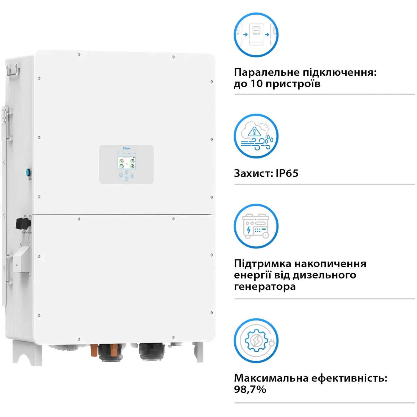 Купить Гибридный инвертор DEYE SUN-125K-SG02HP3-EU-GM10 HV-battery 125KW 10 MPPT Wi-Fi 220/380V Трехфазный (SUN-125K-SG02HP3-EU-GM10) - фото 5