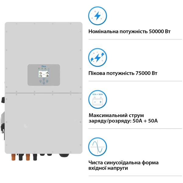 Купити Система зберігання енергії DEYE SV-3DE50K1-HGS128K1-1 50kW 128.6kWh 1BAT LiFePO4 ≥10000 циклів - фото 3