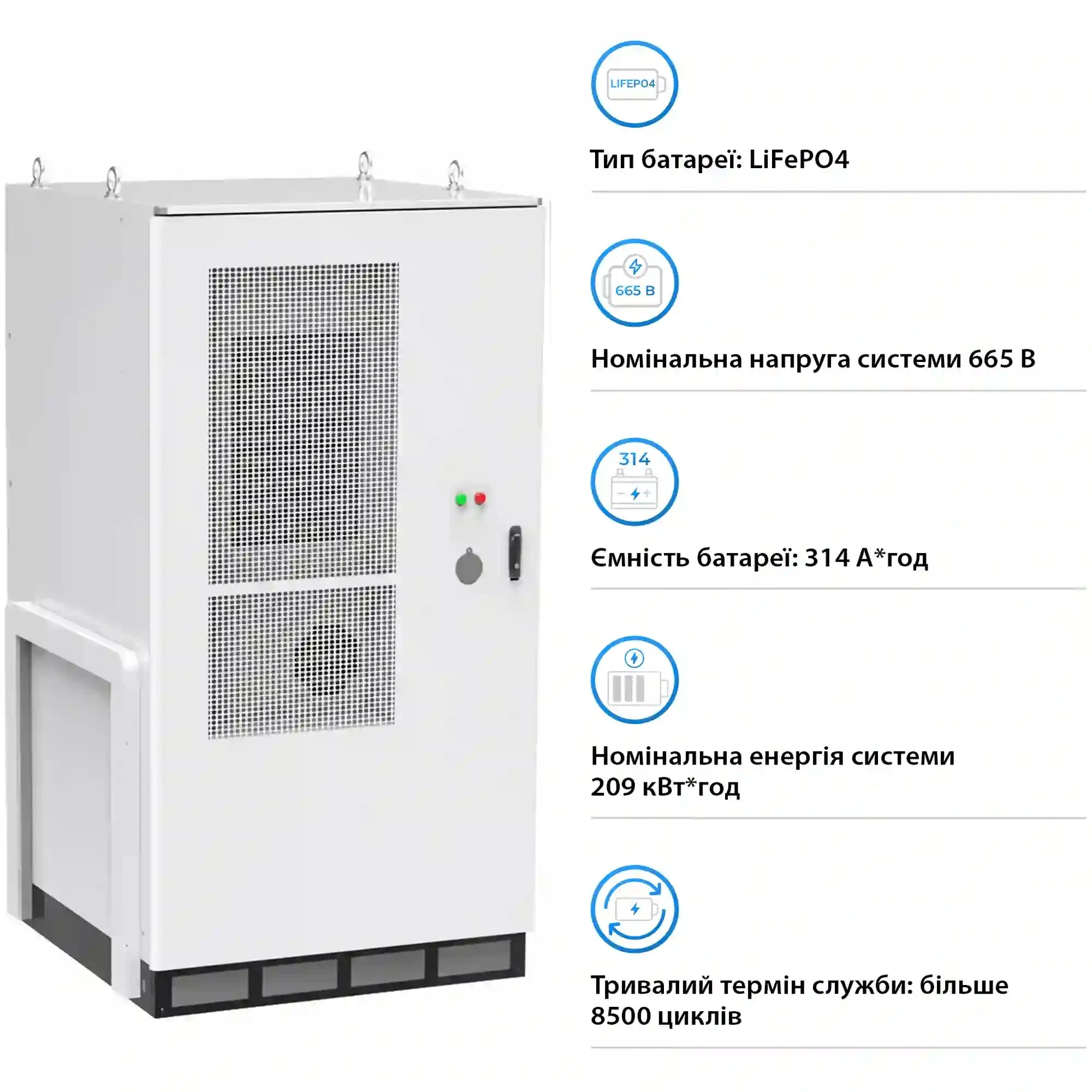 Купити Система збереження енергії GSL-BESS-209K 665.6V 314Ah 208kWh LiFePO4 IP65, Fire Extinguisher, AirConditioner with Air channel (GSL-BESS-209K) - фото 3