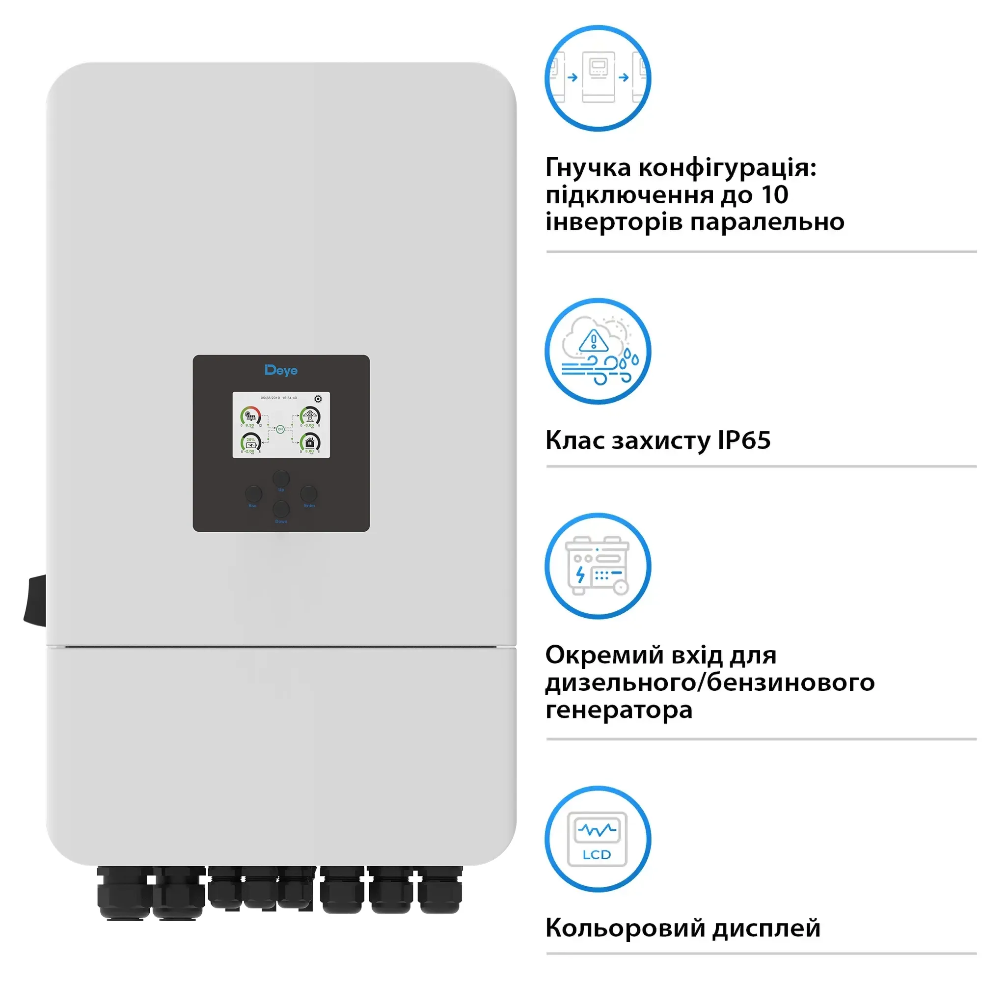 Купити Гібридний інвертор DEYE SUN-6K-SG05LP3-EU-SM2 6KW 48V 2 MPPT Wi-Fi 220/380V Трифазний (SUN-6K-SG05LP3-EU-SM2) - фото 5