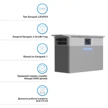 Купити Мікрогібридна система збереження енергії DEYE SUN-BK250 2.5kW 2.56kWh LiFePO4 51.2V 4 MPPT 220/230V Однофазна (SUN-BK250-2.56KWH-EU-AM4-32L) - фото 3
